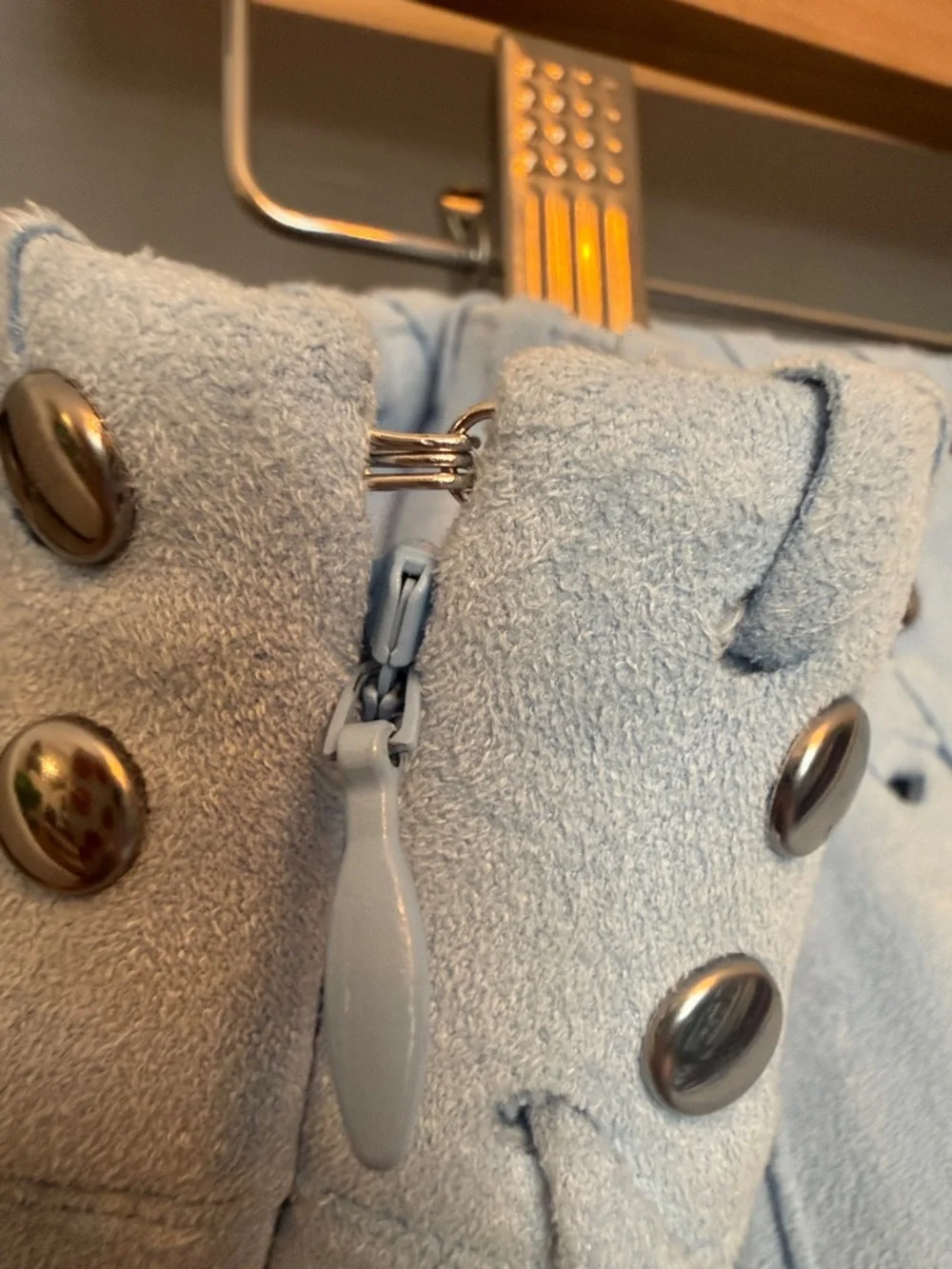 Idyllwind Light Blue Suede Fringe Mini Skirt with Studs - Picture 7 of 7